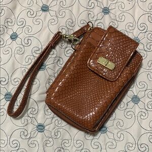 Brown Snake Pattern Phone Wristlet